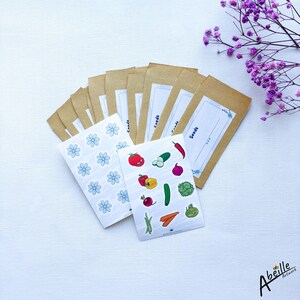 Spring Samentütchen Set | Seed Packets with Stickers | 10x Paper Pouches, Flower & Veggie Stickers | DIY Garden Decor
