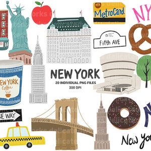 New York ClipArt, Travel stickers for planners and journals, nyc graphics, new york digital png files, new york cut files,