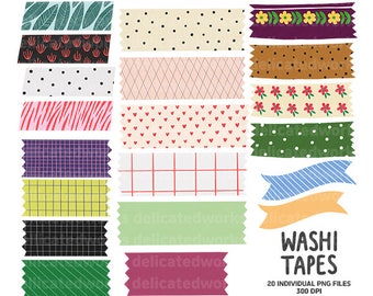 Washi Tape ClipArt, Sticker Clipart, Digital Washi Tapes, Transparent Washi tape, Cute ClipArt, Goodnotes Sticker, Commercial Clipart,