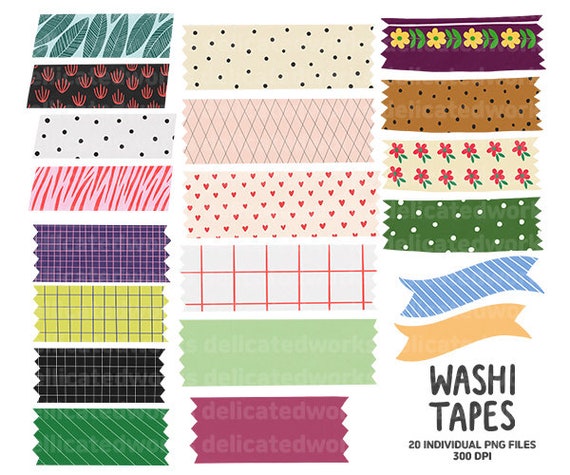 Washi Tape ClipArt, Sticker Clipart, Digital Washi Tapes, Transparent Washi  tape, Cute ClipArt, Goodnotes Sticker, Commercial Clipart