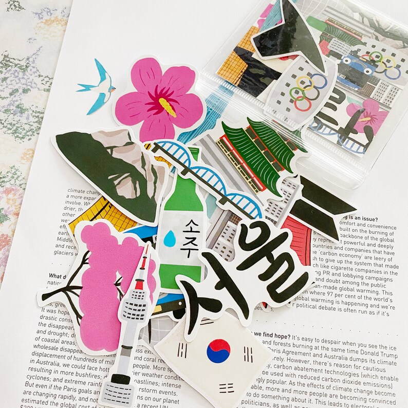 Seoul Die Cut Sticker Pack, Removable Stickers, South Korea Laptop