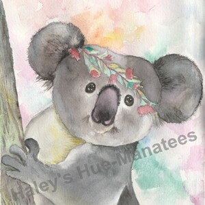 Raccolta fondi per la fauna selvatica KOALATY Acquerello Australia Koala Arte Arte Artista Pittura Stampa Originale Nursery Decor Decorazione Decorazione Animale