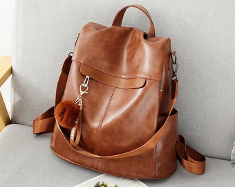 women's leather school backpacks
