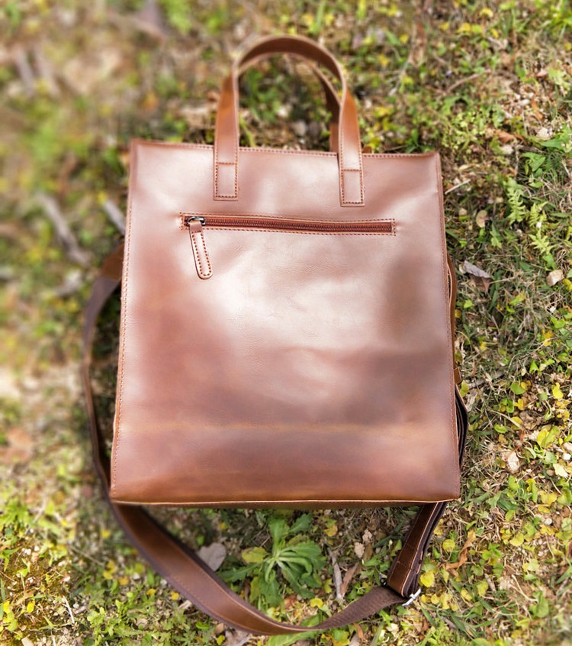 Leather tote bag leather tote laptop bag women brown Etsy