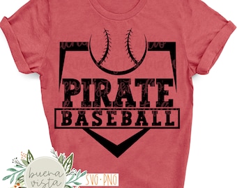 Piraten Baseball Mascot Spirit Shirt SVG + PNG Digital Cut File und Download für DTF