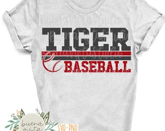 Tiger Baseball Mascot Spirit Shirt SVG + PNG Digital Cut File and Download for DTF