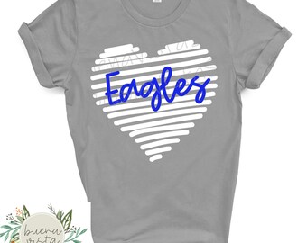 Eagles Heart Mascot Spirit Shirt SVG + PNG Digital Cut File and Download for DTF