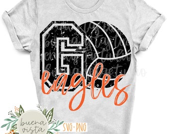 Eagles Volleyball Mascot SVG, PNG Cut File - Spirit Shirt Design (Digital Download)