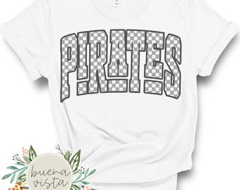 Pirates Checkered Bow Mascot Spirit Shirt SVG + PNG Digital Cut File and Download for DTF