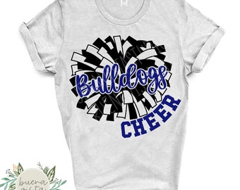 Bulldogs Cheer Mascot Spirit Shirt SVG + PNG Digital Cut File and Download for DTF