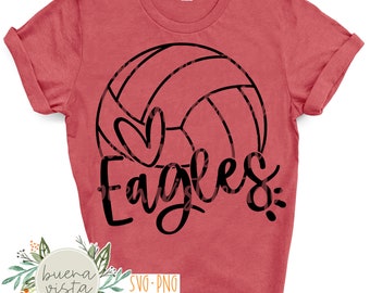 Eagles Volleyball Mascot Spirit Shirt SVG + PNG Digital Cut File and Download for DTF