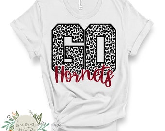 Go Hornets Leopard Print Spirit Shirt SVG + PNG Digital Cut File and Download for DTF