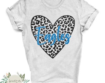 Eagles Leopard Heart Mascot Shirt SVG PNG (Digital Download)