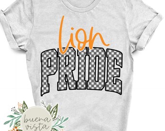 Lion Pride Checkered Mascot Shirt SVG, PNG (Digital Download)