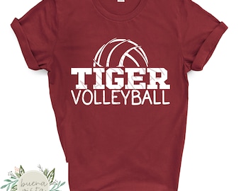 Camiseta de voleibol de los Tigres con el espíritu de la mascota SVG + PNG, archivo de corte digital y descarga para DTF