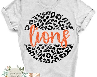 Leopard Print Lions Mascot Shirt Design (SVG, PNG Digital Files)