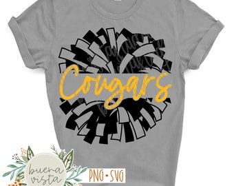 Cougars Mascot Spirit Shirt SVG + PNG Digital Cut File and Download for DTF