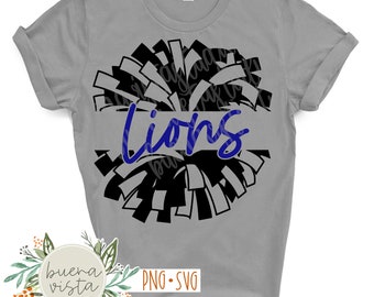 Lions Cheer Mascot Spirit Shirt SVG + PNG Digital Cut File and Download for DTF