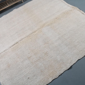 Vintage vloerkleed, Turks vloerkleed 4,9 x 5,6 ft, witgrijs patchwork vloerkleed