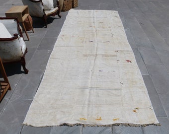 Turkish Rug, 4.5 x 12.5 ft , 138 x 381 cm , Hemp Rug, Runner Rug, Long  Rug, Hallway Rug, Antique Rug, Rugs,Overdyed Hemp, Orgainc Rug,  165