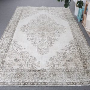 Turkish Rug, 6x9 Large Rug, Vintage Rug, Oushak Rugs, Rugs For Dining Room, 5.7x9.4 ft Beige Rug, Hand-Knotted Oriental Rug, Decorative Rug