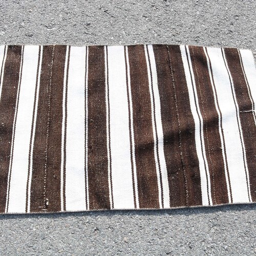 Turkish Kilim, Small Carpet, Vintage Kilim, Home Decor Carpet, 27x65 inches shops White Kilim, Striped Entry Carpet, Turkey Bedroom Rugs, 4000