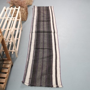Vintage Kilim, Runner Kilim, Turkish Kilim, Home Decor Kilim, 19x76 inches Gray Kilim, Office Kilim, Kitchen Kilim,  6073