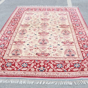 Turkish Rug, Vintage Rug, Large Carpet, Home Decor Carpet, 80x106 inches Beige Carpet, Tribal Living Room Rugs,  5207