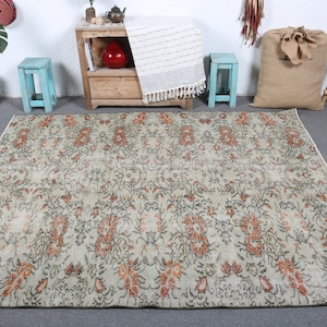 トルコ絨毯、花柄カーペット、4 x 7 フィート、エリア ラグ