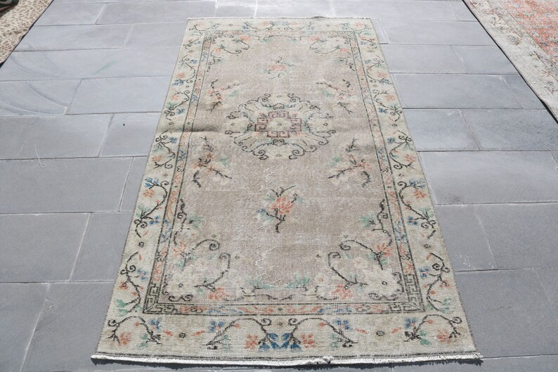Area Carpet, Turkish Rug, Vintage Rug, Oushak Rug, 44x107 inches shops Beige Carpet, Decorative Bedroom Carpet, Anatolian Indoor Rug, 3902