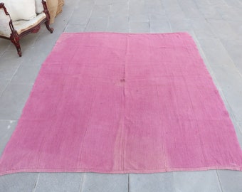 PINK RUG, Hemp Rug, 5.7x7.1 ft, 175x215 cm , Orgainc Rug, Turkish Rug, Overdyed Hemp, Area Rug, Salon Rug, Rug Pad, Floor Rug, Madder, 217