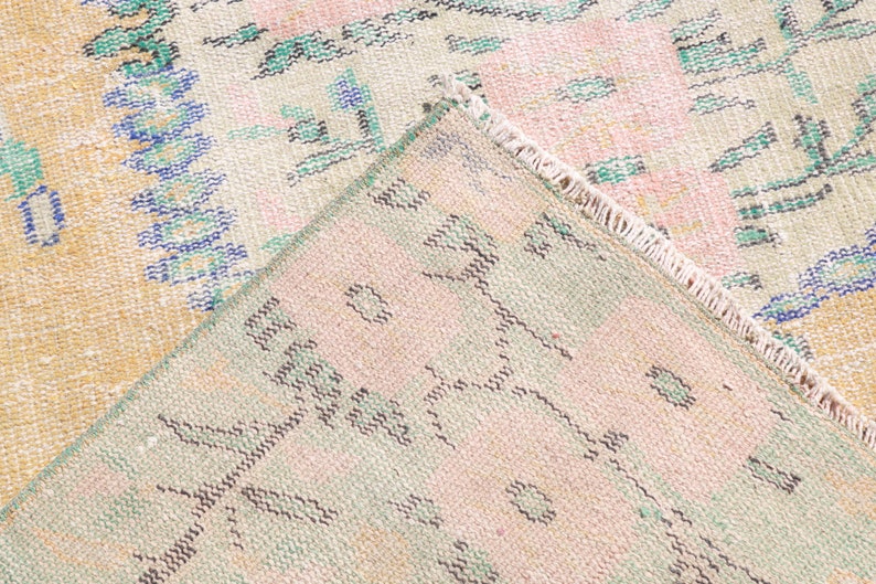 Vintage Rug, Turkish Rug, Large Rug, Oushak Rug, 63x104 Inches Orange