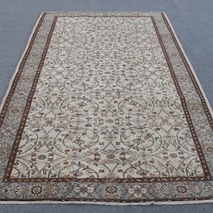 Large Carpet, Vintage Rug, Turkish Rug, Antique Carpet, 64x104 inches Beige Carpet, Handwoven Bedroom Rug, Decorative Salon Rug,  6722