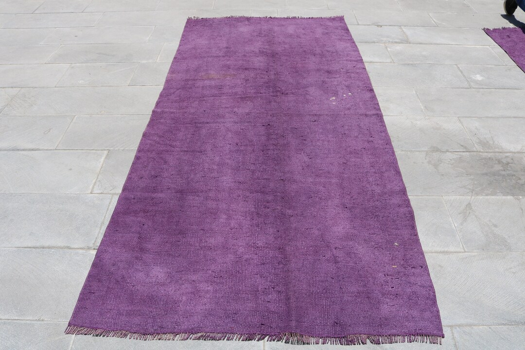 Purple Rug, Runner Rug, Hallway Rug,hemp Rug, 3.9x8.3 Ft , Hygienically