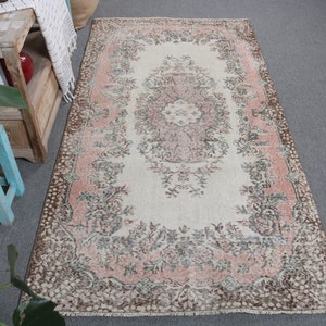 Turkish Rug, Vintage Rug, 4x8 Area Rugs, Antique Oushak Rug, Rugs For Bedroom, 3.7x7.2 ft Beige Rug, Colorful Rug, Vintage Decor, Wool Rug,