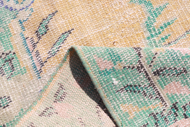 Vintage Rug, Turkish Rug, Large Rug, Oushak Rug, 63x104 Inches Orange