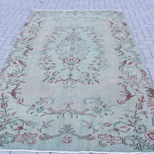 Vintage Rug, Turkish Rug, Large Rug, Home Decor Carpet, 64x104 inches Green Carpet, Wool Bedroom shops Rugs, Turkey Oversize Rugs, 4967