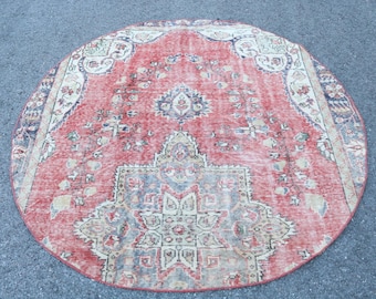 ラウンドトルコラグ、ヴィンテージスタイル、135 x 135 cm - Etsy 日本