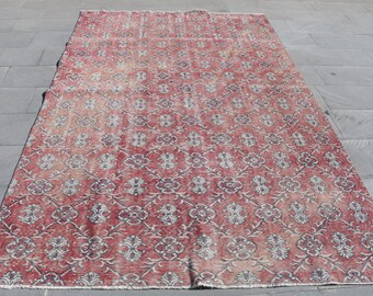 Muted Rug, Turkish Rug, 5.8x9.1 ft, Vintage Rug, Large Rug, Oushak Rug, Antique Rug,Organic Rug, Living Room Rug, Handmade Wool Rug, 2469