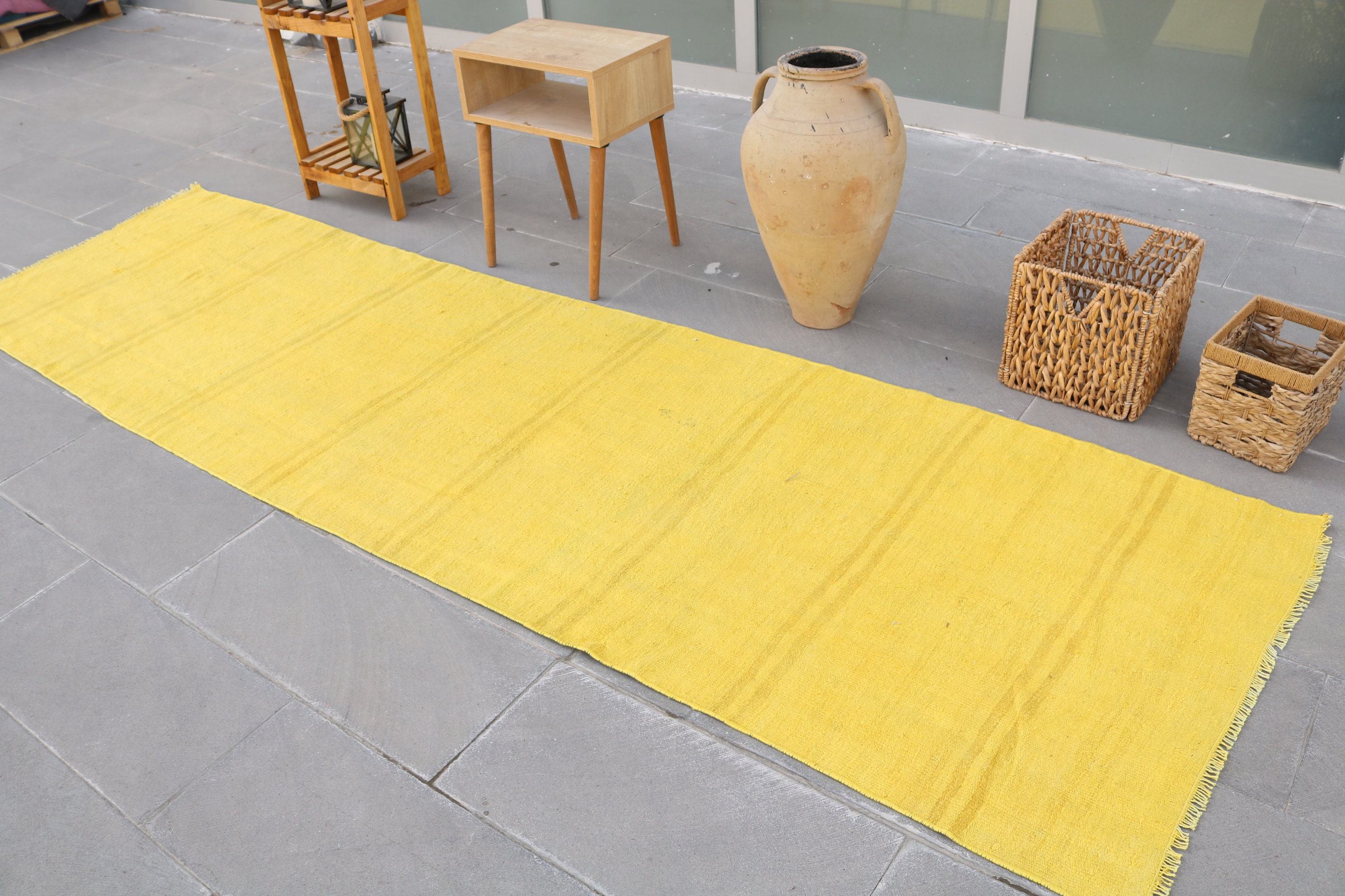 Yellow Rug Hemp Rug 3.1x10.8 Ft hallway Rugturkish Rug Etsy