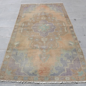 Anatolian Rug, Turkish Rug, 3.9x7.5 ft, Vintage Rug, Area Rug, Decorative Rug, Antique Rug,Organic Rug, Oriental Rug,Handmade Rug,Muted 1423