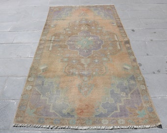 Anatolian Rug, Turkish Rug, 3.9x7.5 ft, Vintage Rug, Area Rug, Decorative Rug, Antique Rug,Organic Rug, Oriental Rug,Handmade Rug,Muted 1423