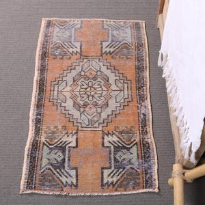 Turkish Rug, 2x3 Small Rug, Vintage Rug, Antique Rug, Rugs For Bathroom, 1.6x2.7 ft Orange Rug, Neutral Oushak Rug, Handwoven Door Mat,