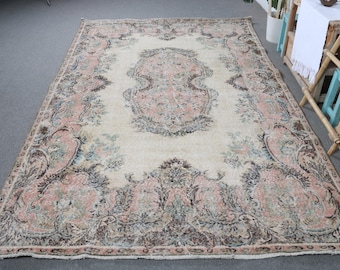 ヴィンテージ トルコラグ　ベージュ ヴィンテージ トルコ絨毯 ベージュ 7 x 10 フィート 209 x 318 cm