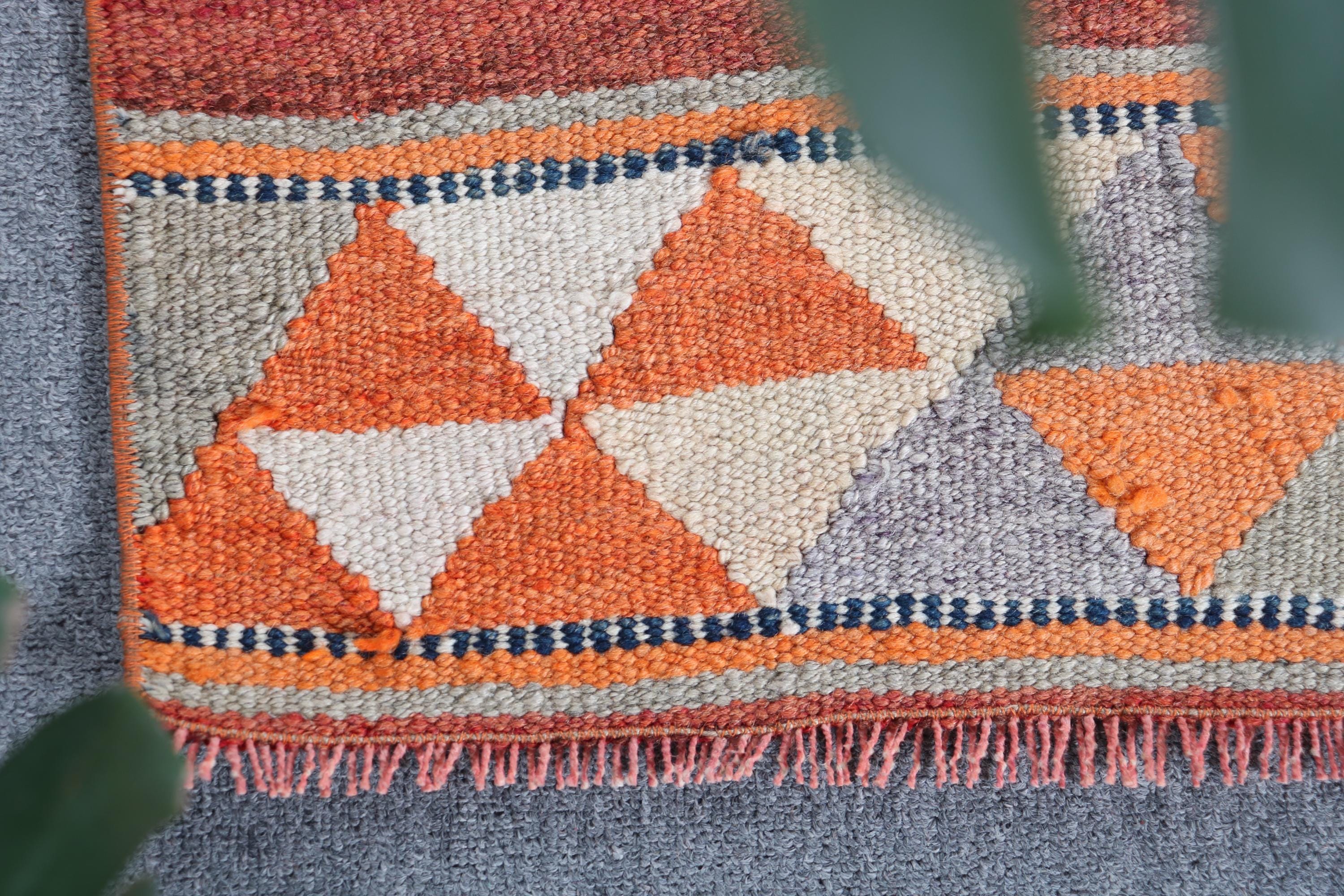 ヴィンテージ トルコ キリム ラグ、3 x 8 フィート ランナー、幾何学