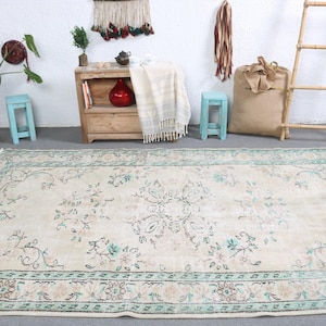 Vintage Turkish Rug, Large Rug, Antique Rug, Oushak Style Carpet, Bedroom Rug, 6x9 ft Area Rug, Handwoven Decoration