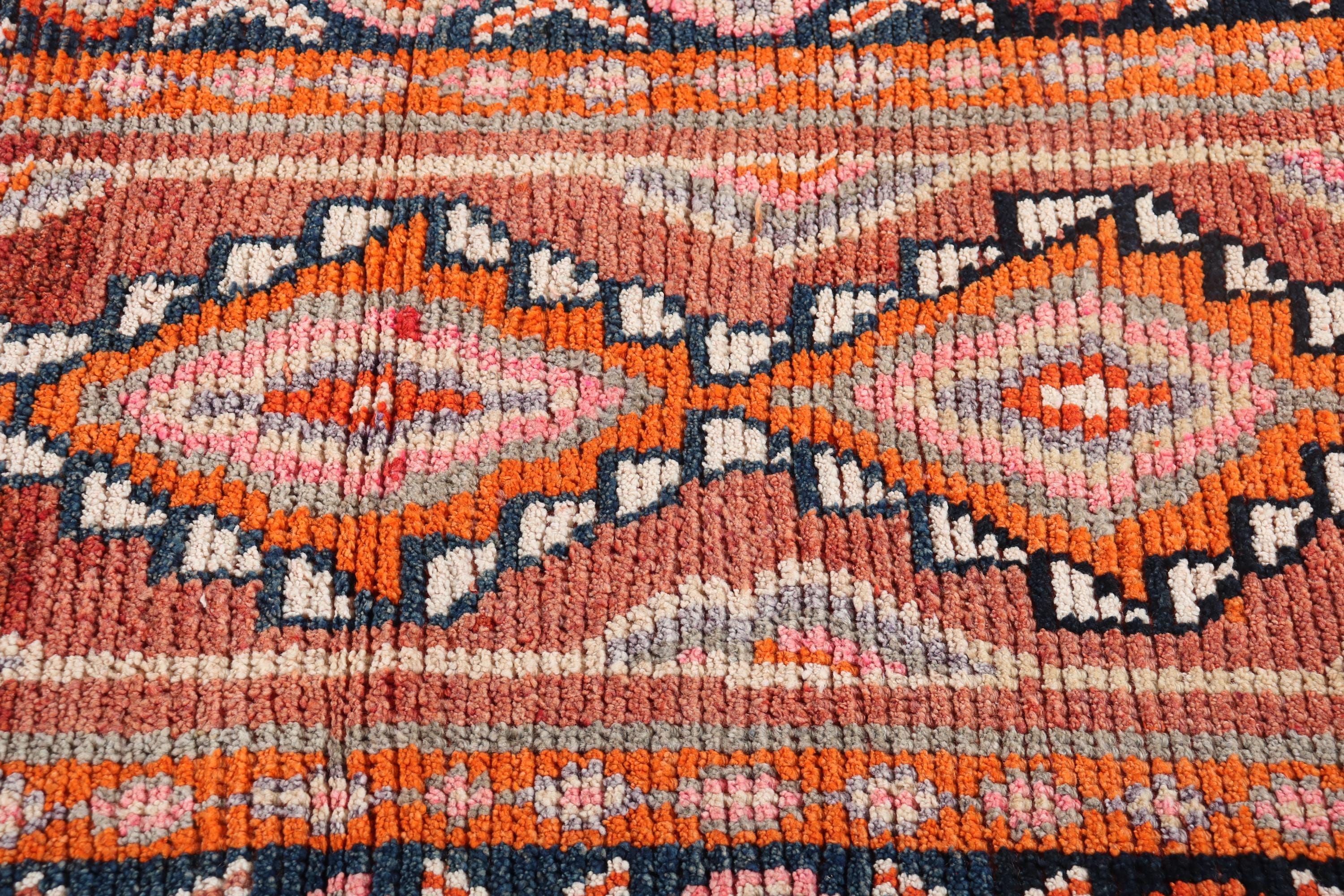 ヴィンテージ トルコ キリム ラグ、3 x 8 フィート ランナー、幾何学