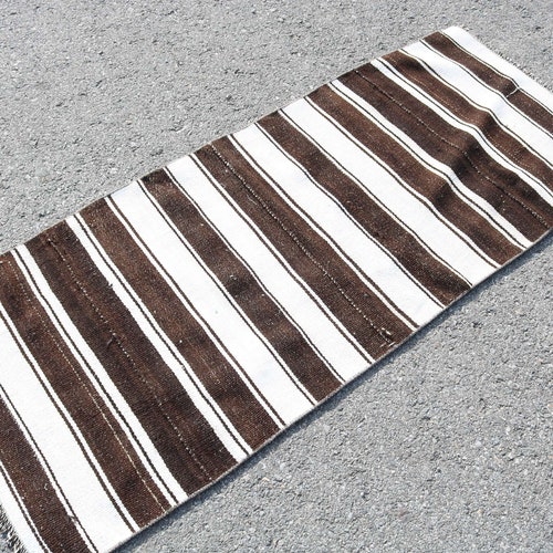 Turkish Kilim, Small Carpet, Vintage Kilim, Home Decor Carpet, 27x65 inches shops White Kilim, Striped Entry Carpet, Turkey Bedroom Rugs, 4000