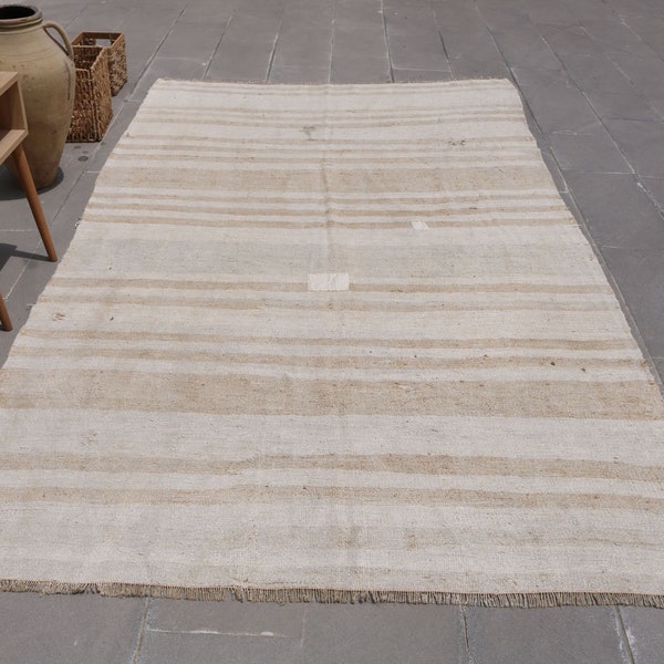 Big Kilim, Hemp Rug,  5.5x9.3 ft  Turkish Rug, Antibacterial Rug, Organic Rug, Kilim Rug, Original Rug, Large Kilim, Striped Kilim 600