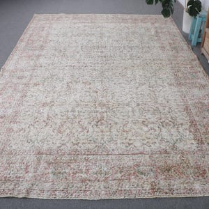 Turkish Rug, Vintage Rug, 7x10 Large Rug, Antique Rug, Rugs For Salon, 6.8x9.8 ft Beige Rug, Colorful Vintage Oushak Rug, Tribal Turkish Rug